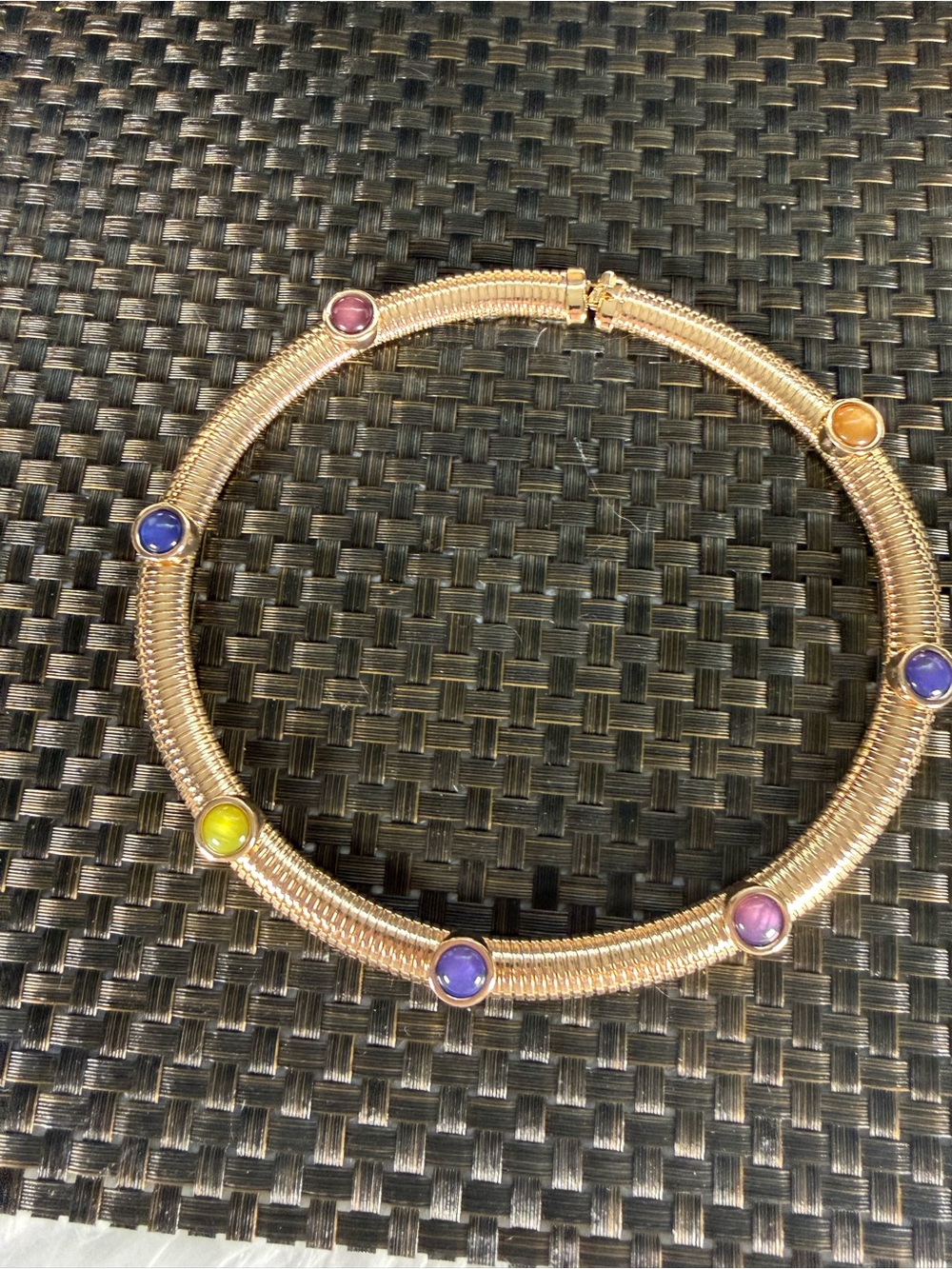 Source Unknown Gold-Tone Multicolor Cabochon Collar Necklace